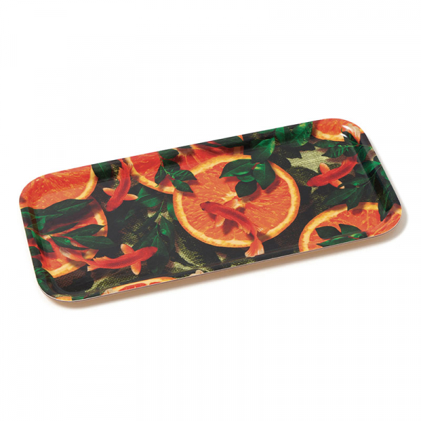 Gangzai rectangular Tray, Koikoi Juice paint Lacquer multicolor, side